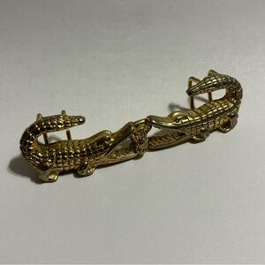 Vintage Alligators Belt Buckle 2 Piece Pale Gold Tone 80s 90s Y2K Womens Small